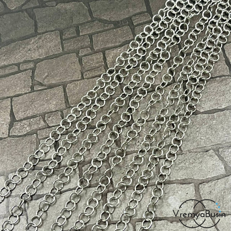 Цепочка мелкая из нержавеющей стали, круглое звено   5х0.7    мм (1 м.)
