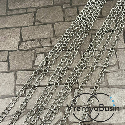 Цепочка мелкая из нержавеющей стали, круглое звено   4х0.6    мм (1 м.)