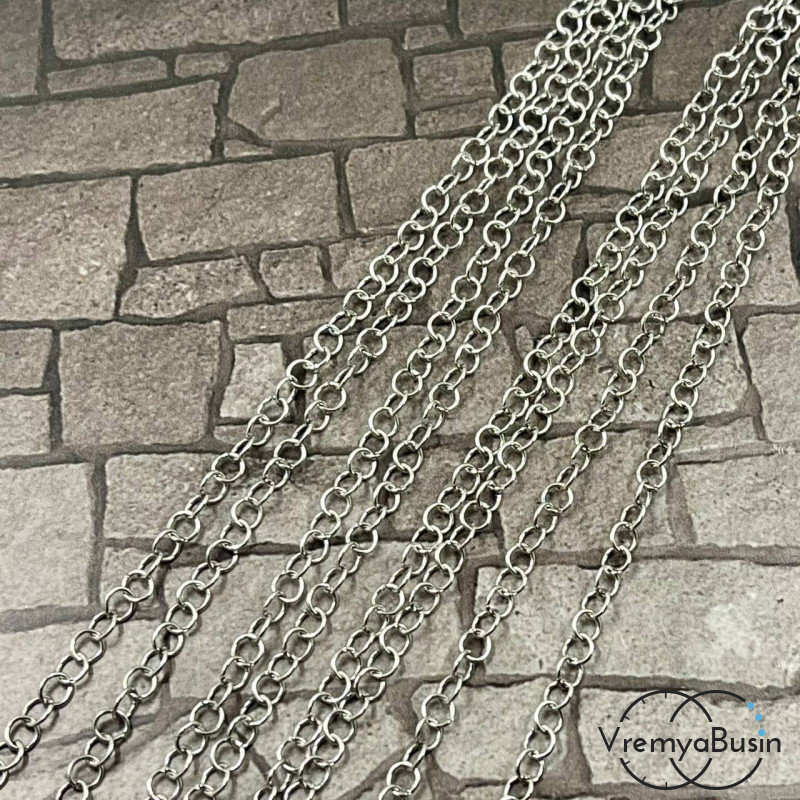 Цепочка мелкая из нержавеющей стали, круглое звено   4х0.6    мм (1 м.)