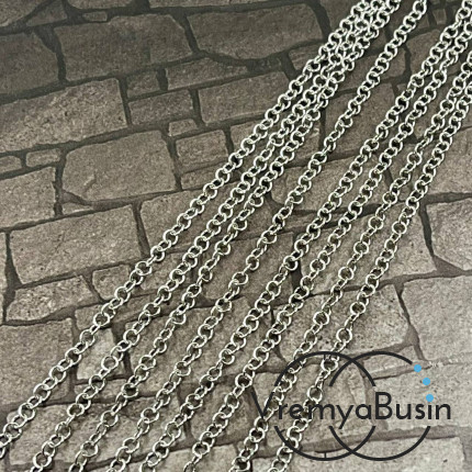 Цепочка мелкая из нержавеющей стали, круглое звено   3х0.6    мм (1 м.)