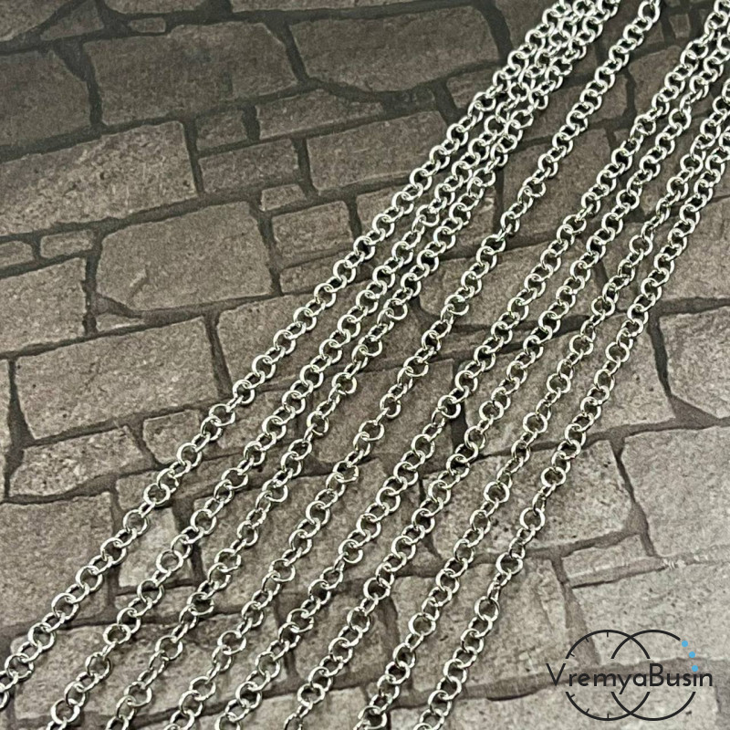 Цепочка мелкая из нержавеющей стали, круглое звено   3х0.6    мм (1 м.)