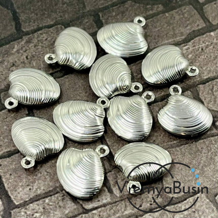 Подвеска из нержавеющей стали, облегченная, ракушка 13х14 мм  (1 шт.)