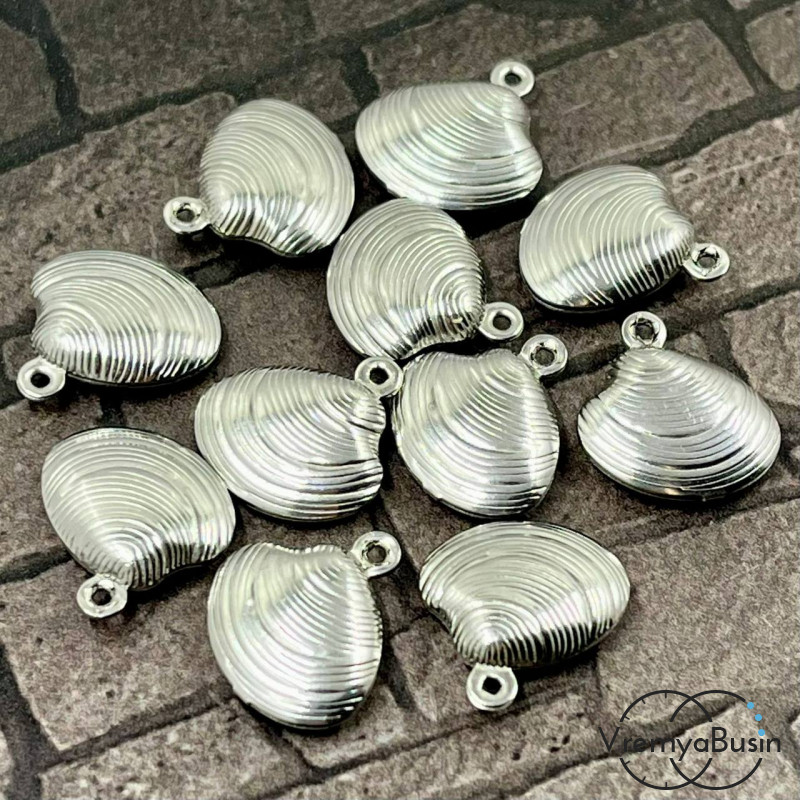 Подвеска из нержавеющей стали, облегченная, ракушка 13х14 мм  (1 шт.)