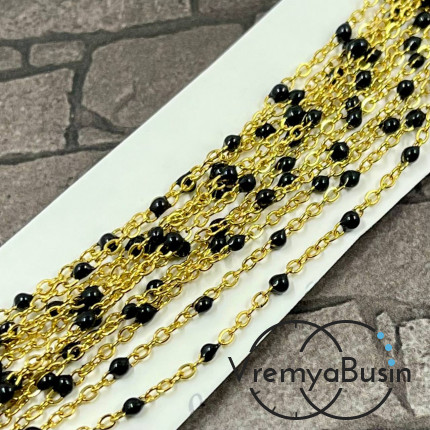 Цепь из нержавеющей стали с эмалью,   2    мм, цв. золото  (1 м.)