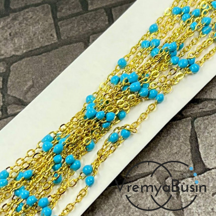 Цепь из нержавеющей стали с эмалью,   2    мм, цв. золото  (1 м.)