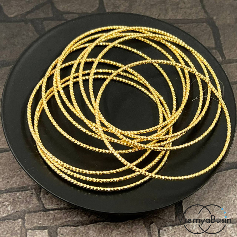 Кольца с насечкой, 40 мм, латунь с позолотой (2 шт.)