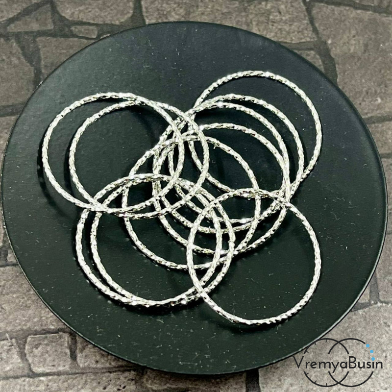 Кольца с насечкой, 25 мм, латунь с родиевым покрытием (2 шт.)