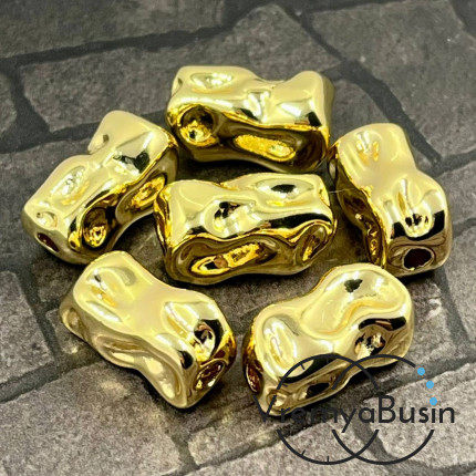 Бусина из латуни с позолотой, 18х10х8 мм   (1 шт.)