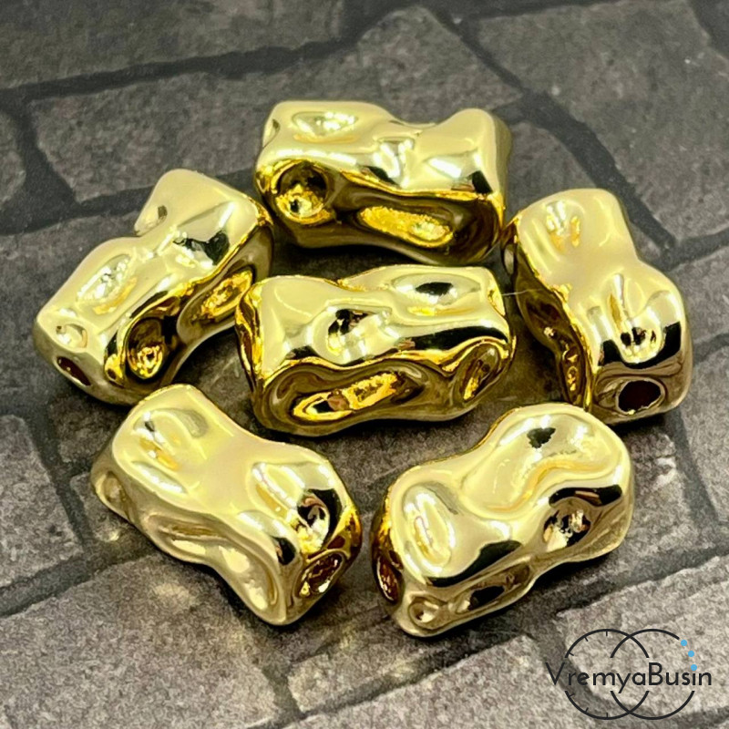 Бусина из латуни с позолотой, 18х10х8 мм   (1 шт.)