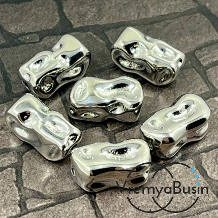 Бусина из латуни с родиевым покрытием, 18х10х8 мм  (1 шт.)