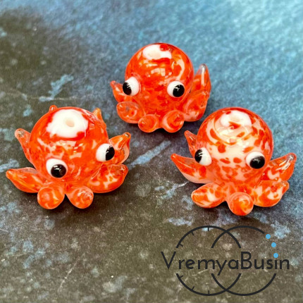 Бусина из стекла лэмпворк "Осьминог", ок. 15х15 мм  (1 шт.)