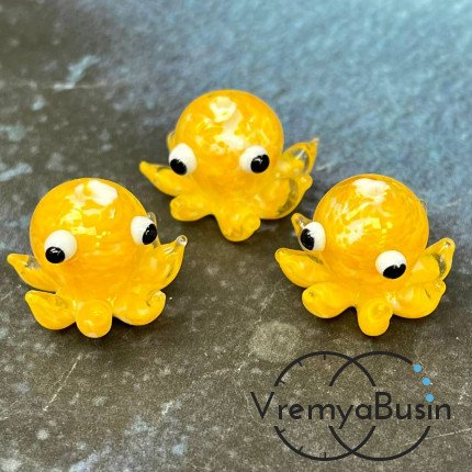 Бусина из стекла лэмпворк "Осьминог", ок. 15х15 мм  (1 шт.)