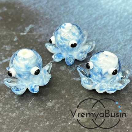 Бусина из стекла лэмпворк "Осьминог", ок. 15х15 мм  (1 шт.)