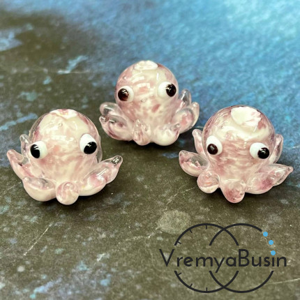 Бусина из стекла лэмпворк "Осьминог", ок. 15х15 мм  (1 шт.)