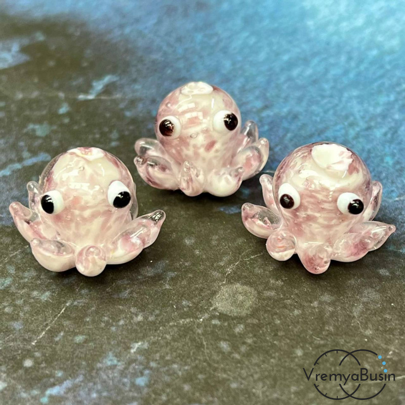 Бусина из стекла лэмпворк "Осьминог", ок. 15х15 мм  (1 шт.)