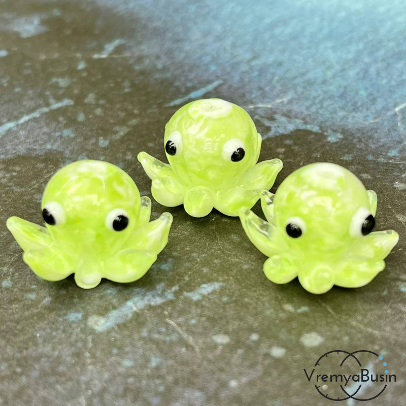 Бусина из стекла лэмпворк "Осьминог", ок. 15х15 мм  (1 шт.)