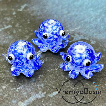 Бусина из стекла лэмпворк "Осьминог", ок. 15х15 мм  (1 шт.)