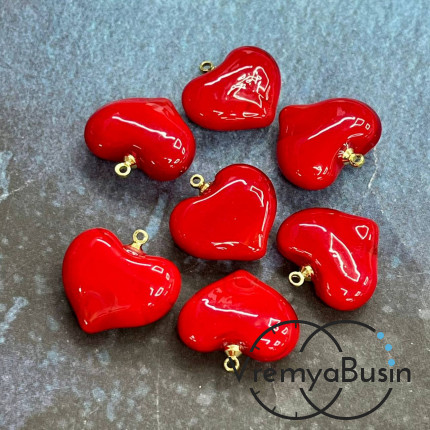 Кулон из стекла "Сердце", 20 мм, цв. красный (1 шт.)