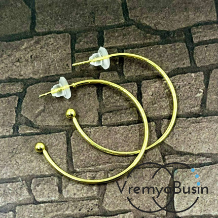 Швензы-гвоздики "Кольца", 30 мм, цв. золото (1 пара)