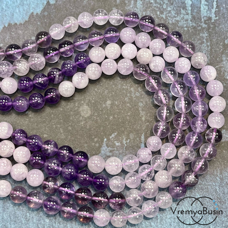 Аметист, шарик гладкий 8 мм (нить, ок. 48 шт.)