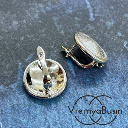 Швензы с эмалью и с английским замком, 17х17 мм, латунь с родиевым покрытием (1 пара)