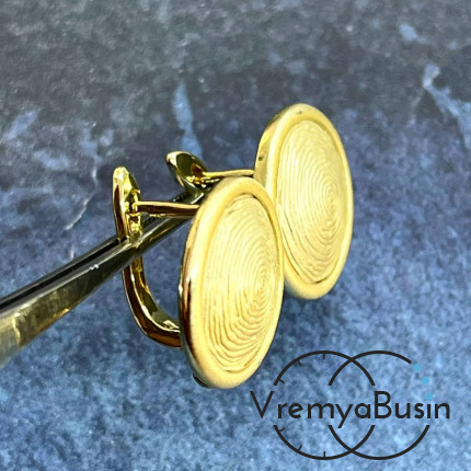 Швензы с эмалью и с английским замком, 17х17 мм, латунь с позолотой (1 пара)