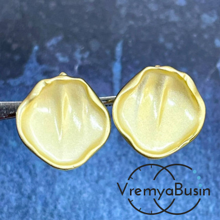 Швензы с эмалью и с английским замком, 17х16 мм, латунь с позолотой (1 пара)