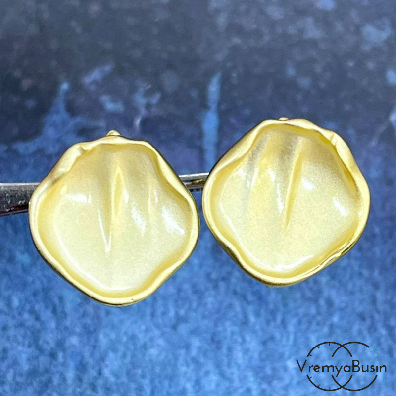 Швензы с эмалью и с английским замком, 17х16 мм, латунь с позолотой (1 пара)