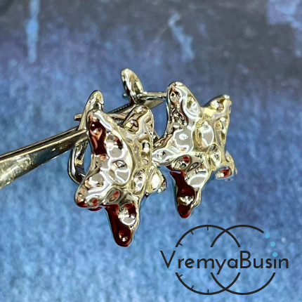 Швензы "Звезда" с английским замком, 18х19 мм, латунь с родиевым покрытием (1 пара)