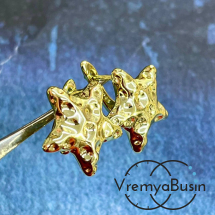 Швензы "Звезда" с английским замком, 18х19 мм, латунь с позолотой (1 пара)