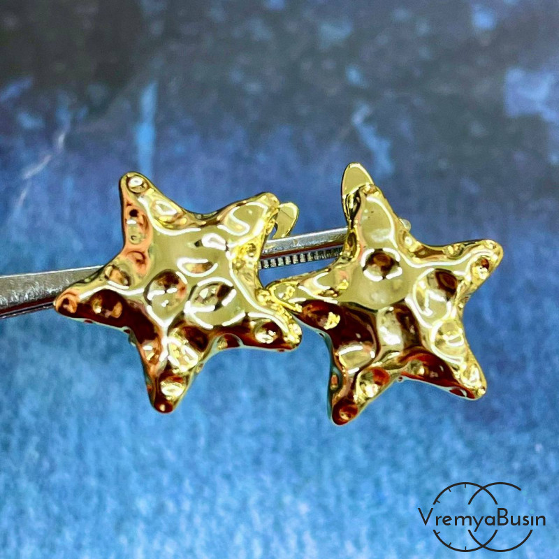 Швензы "Звезда" с английским замком, 18х19 мм, латунь с позолотой (1 пара)
