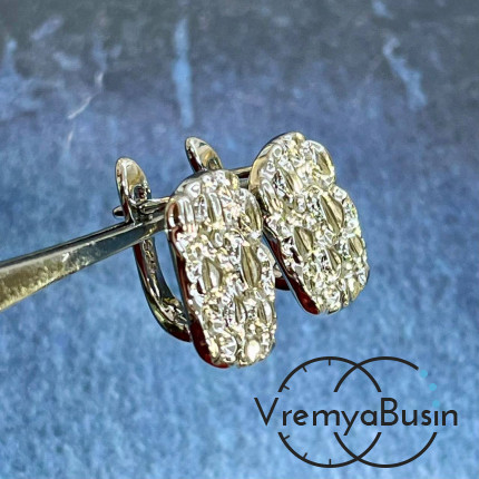 Швензы с английским замком, 16х12 мм, латунь с родиевым покрытием (1 пара)