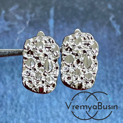 Швензы с английским замком, 16х12 мм, латунь с родиевым покрытием (1 пара)