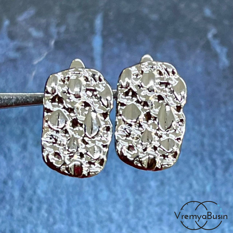 Швензы с английским замком, 16х12 мм, латунь с родиевым покрытием (1 пара)