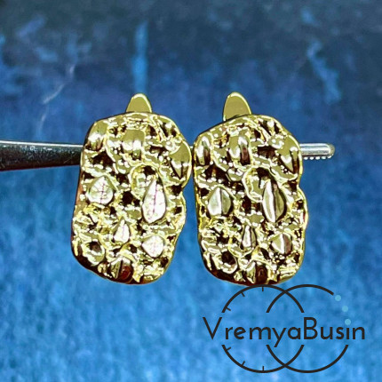 Швензы с английским замком, 16х12 мм, латунь с позолотой (1 пара)