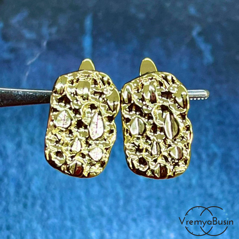 Швензы с английским замком, 16х12 мм, латунь с позолотой (1 пара)