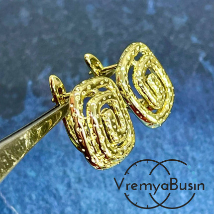 Швензы "Спираль" с английским замком, 14х17 мм,латунь с позолотой (1 пара)
