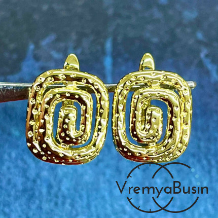 Швензы "Спираль" с английским замком, 14х17 мм,латунь с позолотой (1 пара)