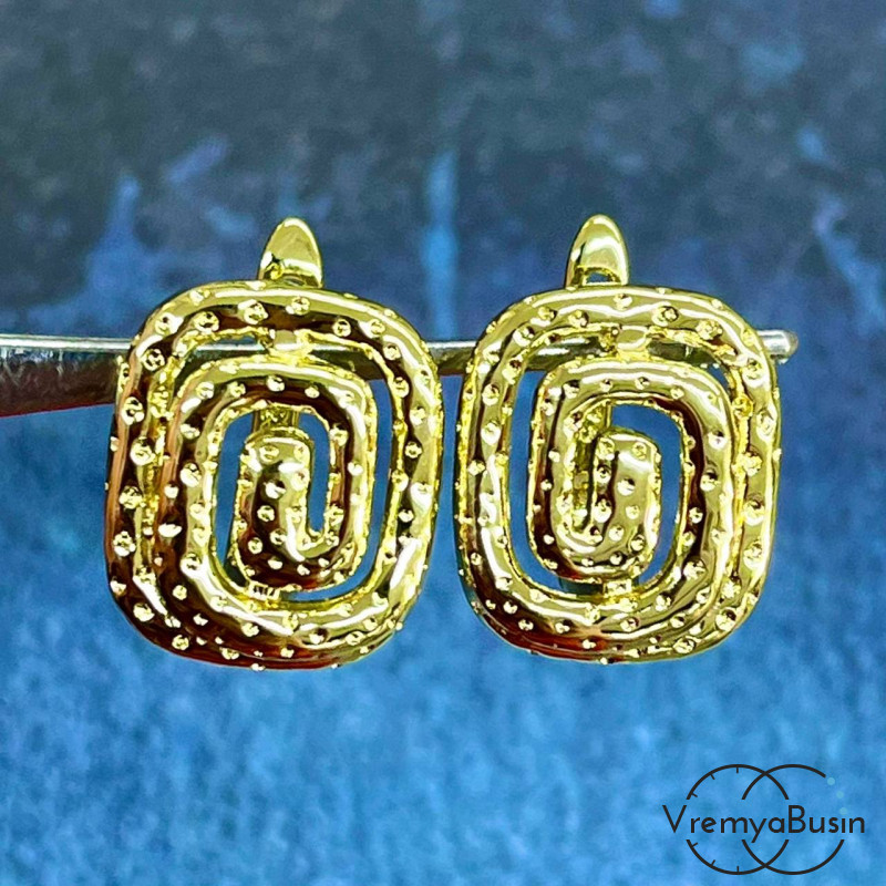 Швензы "Спираль" с английским замком, 14х17 мм,латунь с позолотой (1 пара)