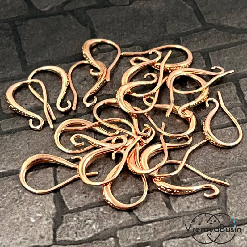 Швензы-крючки, 10х17 мм, цв.  РОЗОВОЕ ЗОЛОТО (1 пара)