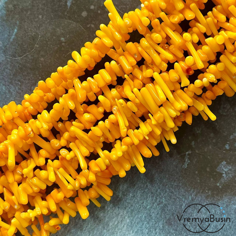 Коралл натуральный игольчатый, цв. желтый (нить, ок. 40 см.)