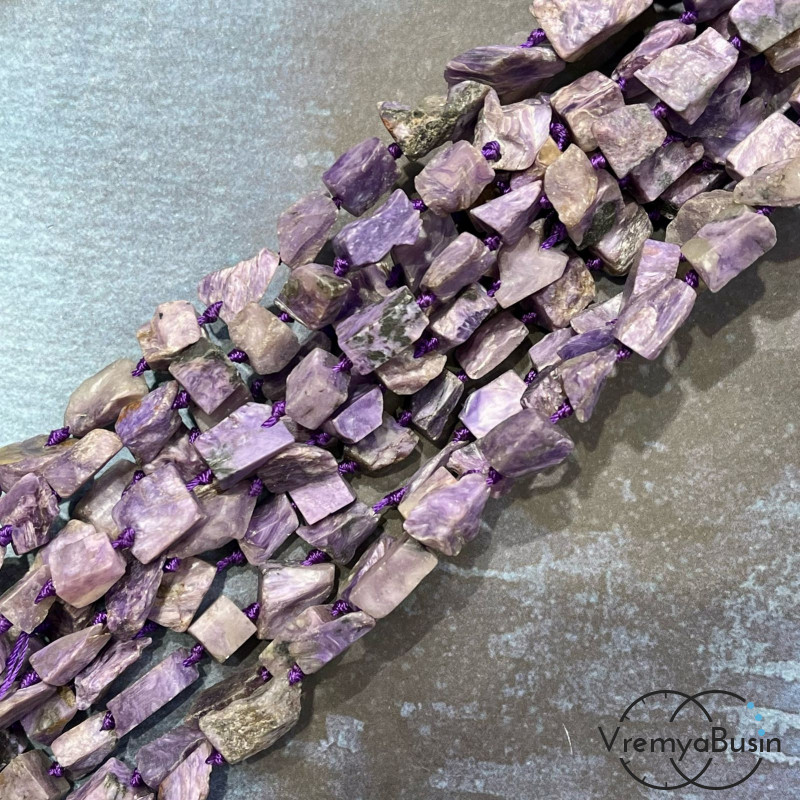 Чароит, мелкие кусочки необработанного камня (нить, ок.    30 шт.)