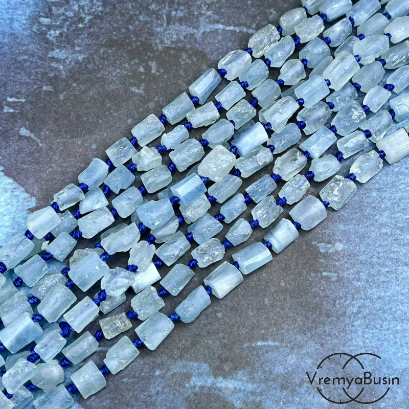 Аквамарин натур., трубочка необработ., ок. 7х9 мм (нить, ок. 35 шт.)