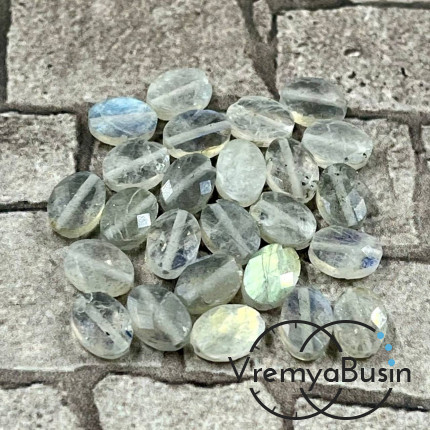 Лабрадор, овал плоский граненый ок. 5х7 мм (1 шт.)