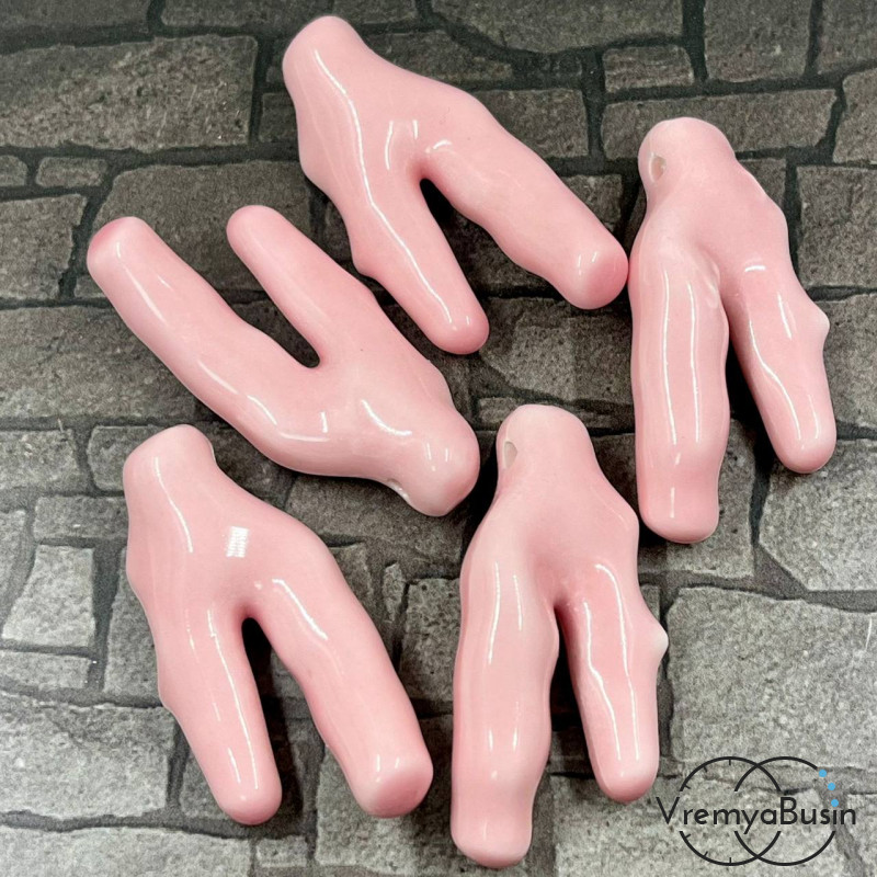 Бусины керамические "Коралл", 40х20  мм, цв. розовый  (1   шт.)