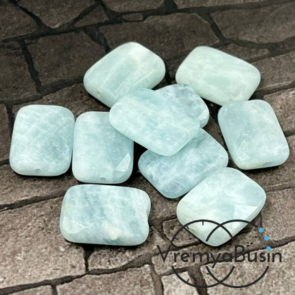 Аквамарин натур., прямоугольник плоский граненый 13х18 мм (1 шт.)