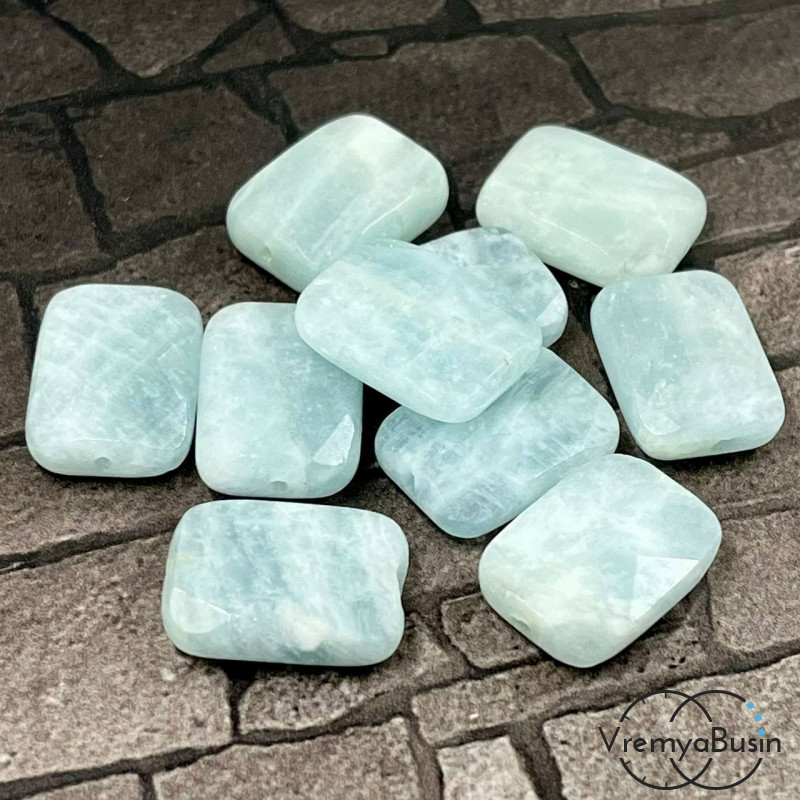 Аквамарин натур., прямоугольник плоский граненый 13х18 мм (1 шт.)