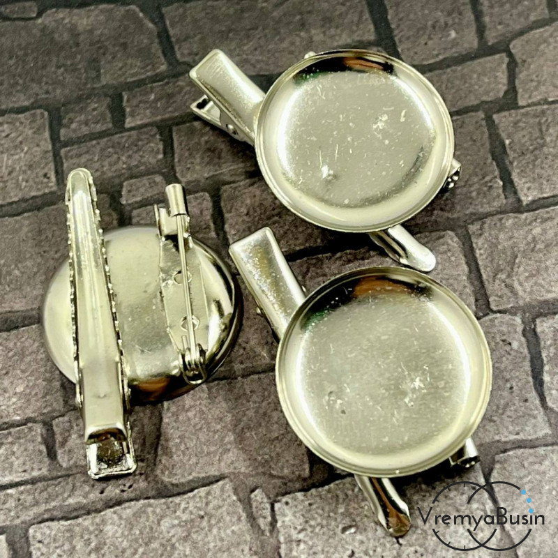 Основа для броши с зажимом и булавкой, диам. 24 мм (1 шт.)