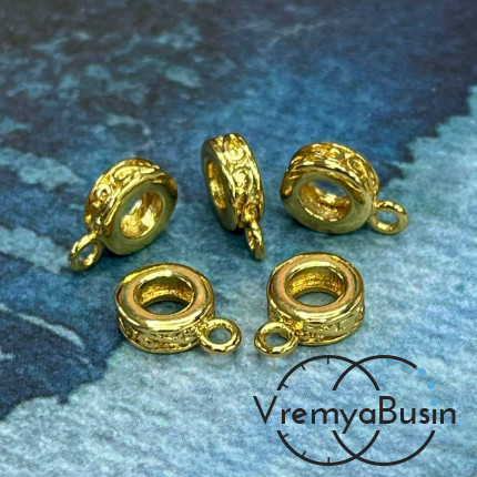 Бейл с петлей, латунь с позолотой, 11х3 мм  (1 шт.)