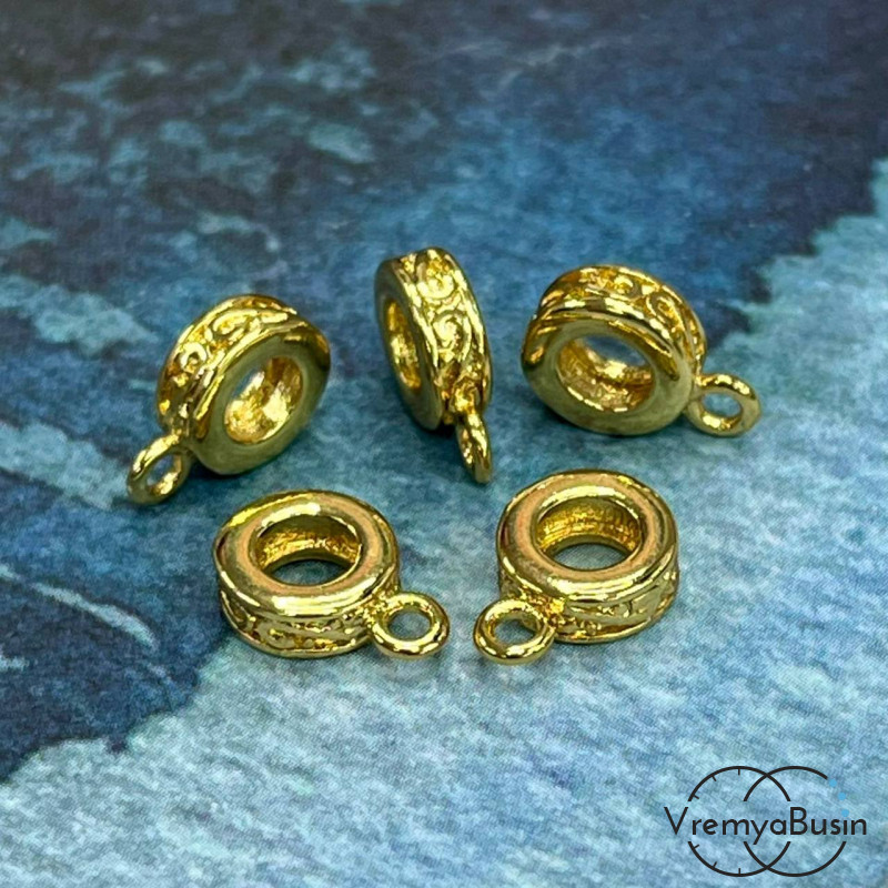 Бейл с петлей, латунь с позолотой, 11х3 мм  (1 шт.)